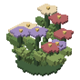 Garden flower and fern clump